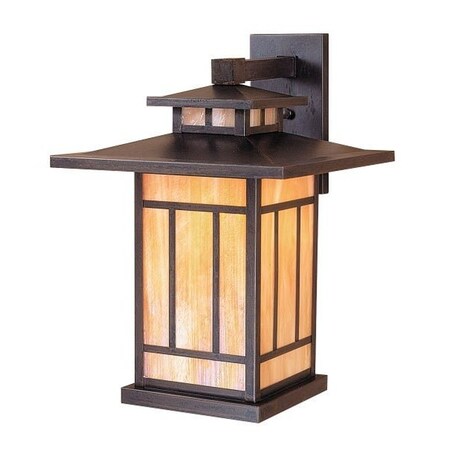 Arroyo Craftsman 12" Kennebec Wall Mount, Antique Copper, Amber Mica Glass KB-12M-AC